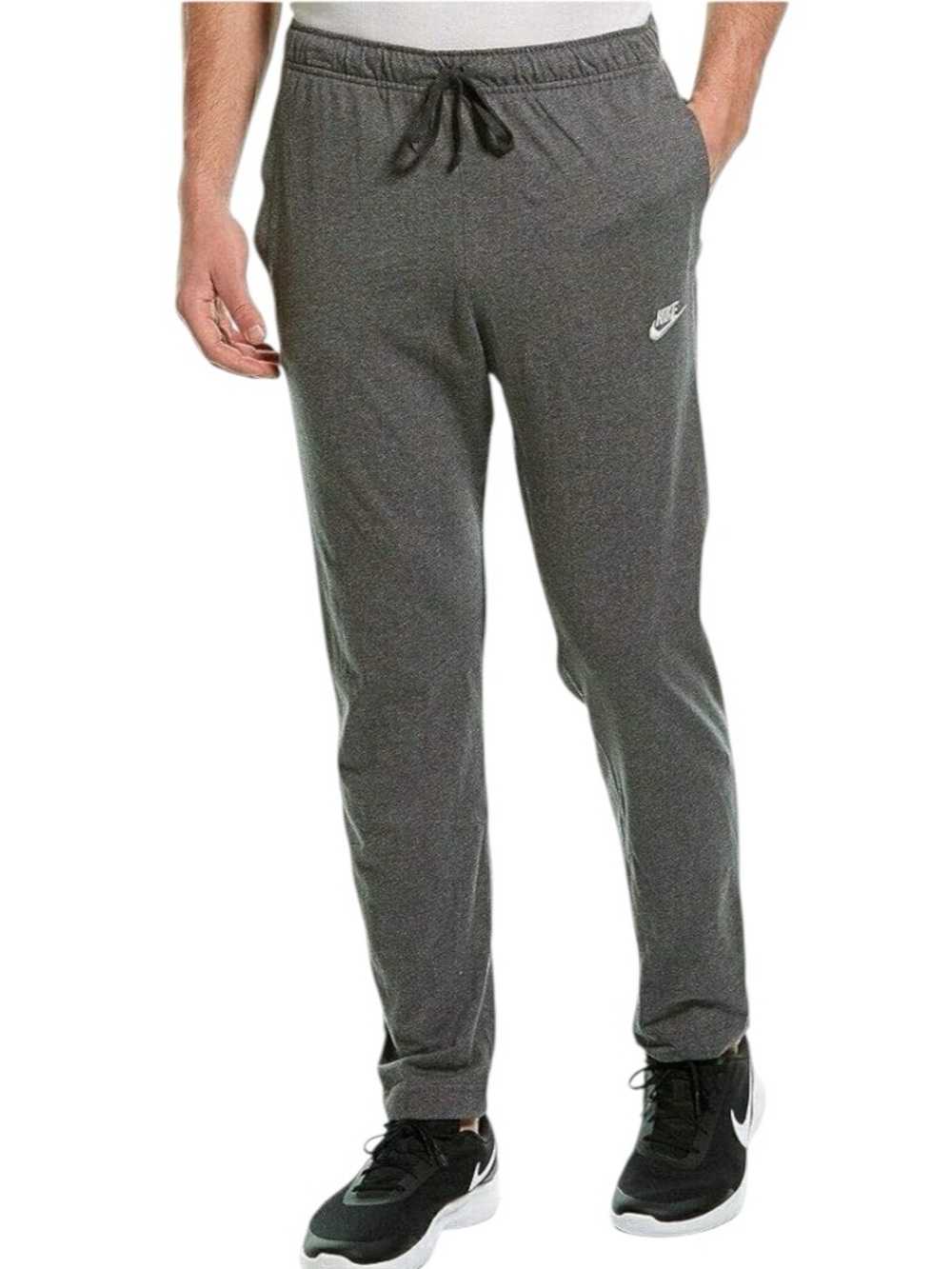 Nike Men's Gray Club Joggers with Drawstring Embroidered Logo Sz. L